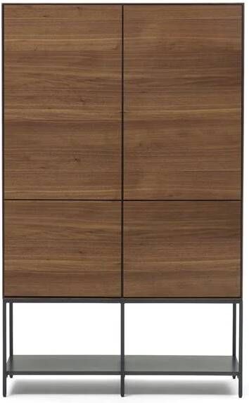 Kave Home Vedrana 4-deurs hoge buffetkast in walnootfineer met stalen poten 97 5 x 160 cm - Foto 3