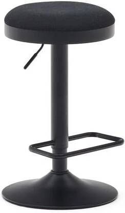 Kave Home Zaib-kruk in zwart chenille en staal met matzwarte afwerking 58- 80 cm hoog