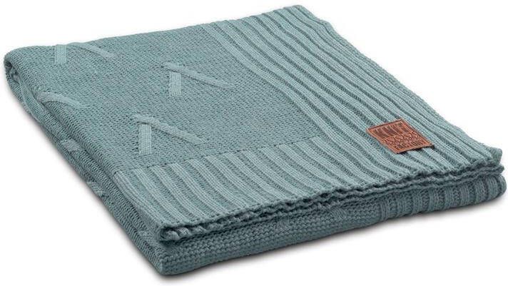 Knit Factory Aran Gebreid Plaid Woondeken Stone Green 160x130 cm