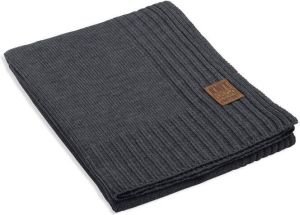 Knit Factory Uni Gebreid Plaid Woondeken Antraciet 160x130 cm