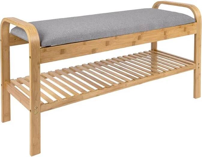 Leitmotiv Arch Bamboo Bank Bamboe 90x33x50cm Grijs