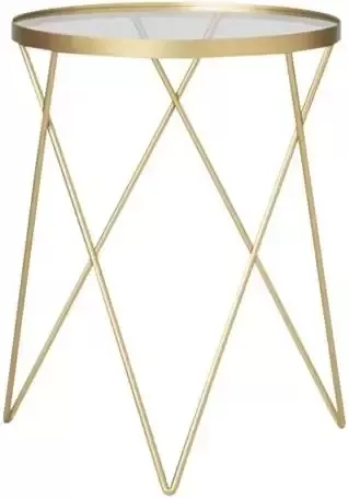 Lifa-Living Bijzettafel Emily Koffietafel in Goud Metaal & Glas Luxe Functioneel Minimalistisch Ø 35 5 x 47 5 cm
