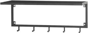 Lifa-Living Kapstok Luuk Metaal Industrieel met Plank 5 Ophangplanken 75 x 26 x 30 cm