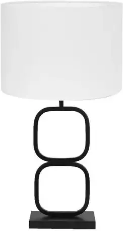 Light & Living Tafellamp Lutika Polycotton Zwart Wit Ø30x67cm
