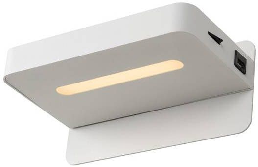 Lucide ATKIN Bedlamp LED 1x6W 3000K Met USB oplaadpunt Wit