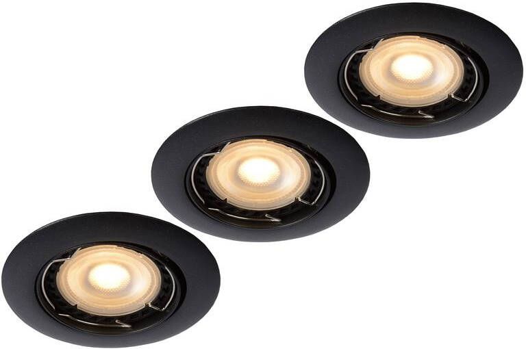 Lucide FOCUS Inbouwspot Ø 8 1 LED Dimb. Zwart Set van 3