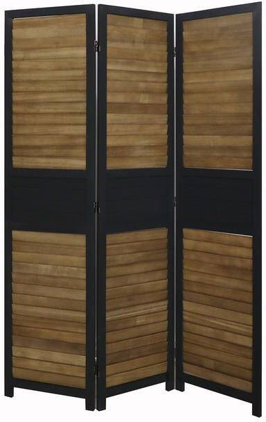 LW collection Kamerscherm Zwart Bruin Hout kamerschermen 3 panelen scheidingswand 170x120cm kant en klaar - Foto 2