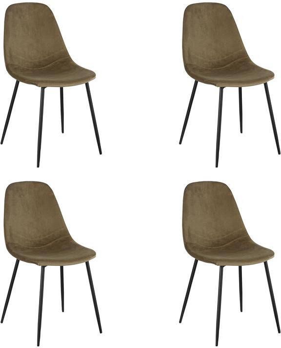 Mica Decorations Corby Eetkamerstoel Set van 4 Gerecycled polyester Donkergroen
