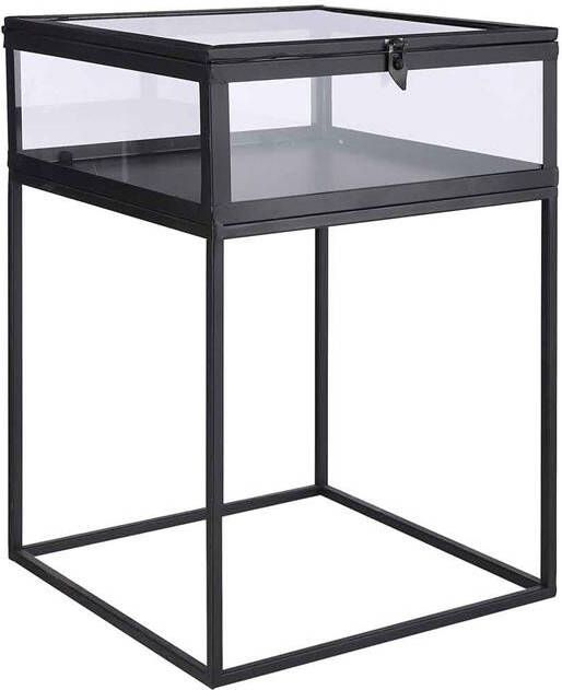 Mica Decorations Glenn Bijzettafel L38 x B40 5 x H53 5 cm Metaal Glas Zwart