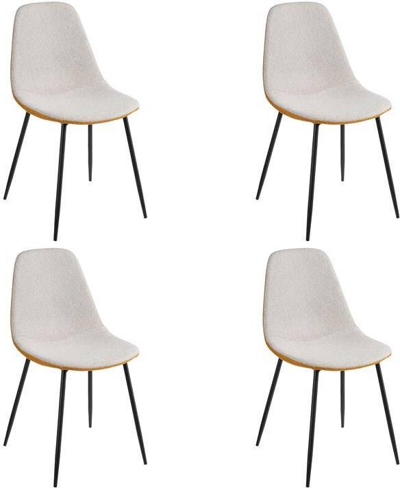 Mica Decorations Tallos Eetkamerstoel Set van 4 Gerecycled Polyester Beige Oker