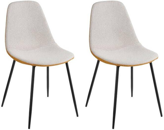 Mica Decorations Tallos Eetkamerstoel Set van 2 Gerecycled Polyester Beige Oker