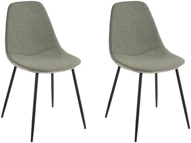 Mica Decorations Tallos Eetkamerstoel Set van 2 Gerecycled Polyester Groen Beige