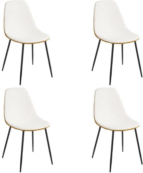 Mica Decorations Tallos Eetkamerstoel Set van 4 Gerecycled Polyester Off White Oker