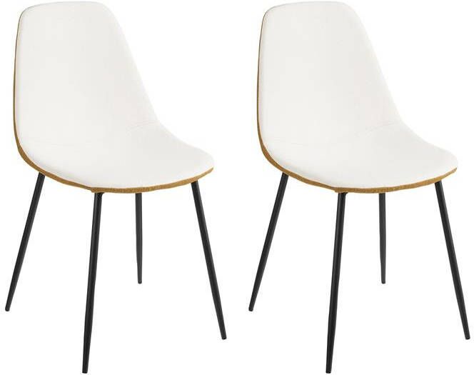 Mica Decorations Tallos Eetkamerstoel Set van 2 Gerecycled Polyester Off White Oker