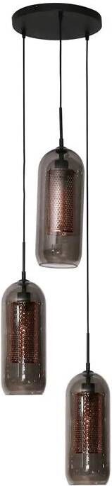 MOOS " Dolf Hanglamp 3-lichts Gerookt Glas "