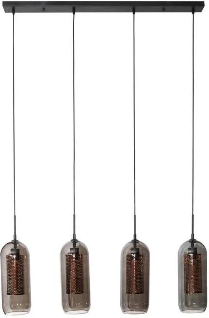 MOOS " Dolf Hanglamp 4-lichts Gerookt Glas "