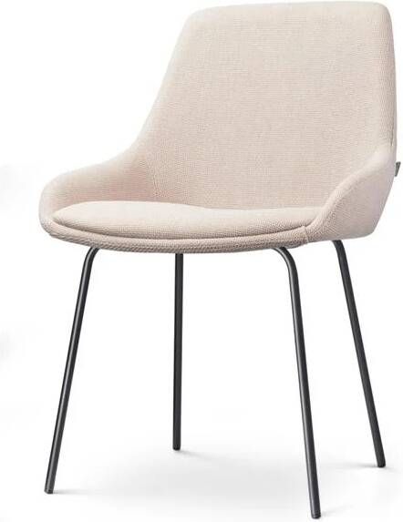 Nolon Nora-Isa Eetkamerstoel Beige Stof Zwart Onderstel Design Scandinavisch Comfortabel