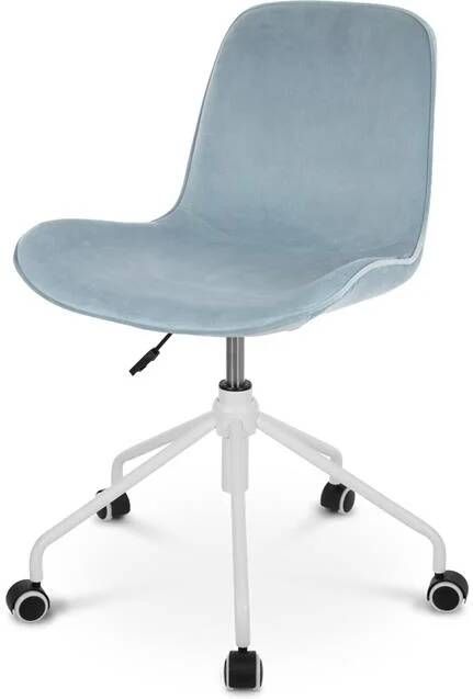 Nolon Nout-Fé bureaustoel velvet blauw wit onderstel