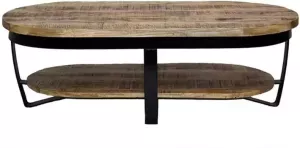 Old Inn Wonen Old Inn Salontafel Ovaal Industrieel Mangohout Bruin Zwart Metalen Onderstel 120x60cm Paras