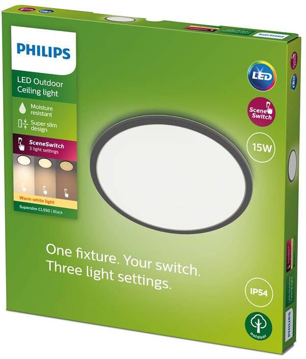 Philips SuperSlim Plafondlamp Zwart