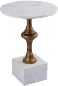 PTMD COLLECTION PTMD Alano White Marble side table w alu gold table leg