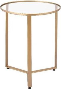 PTMD COLLECTION PTMD Dyrk Gold iron minimal sidetable glass top round