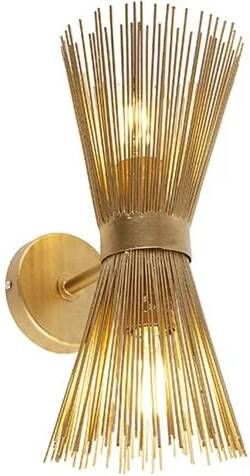 QAZQA Art Deco wandlamp goud 2-lichts Broom