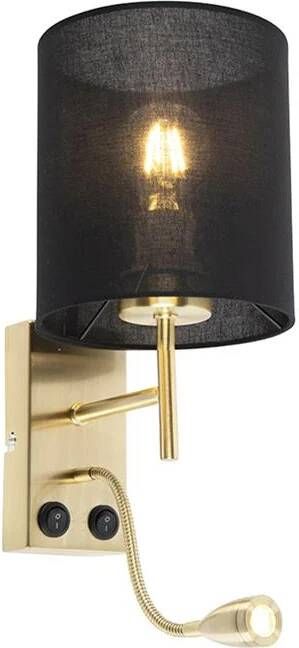 QAZQA Art Deco wandlamp goud met katoenen zwarte kap Stacca