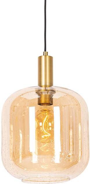 QAZQA Design hanglamp zwart met messing en amber glas Zuzanna - Foto 1