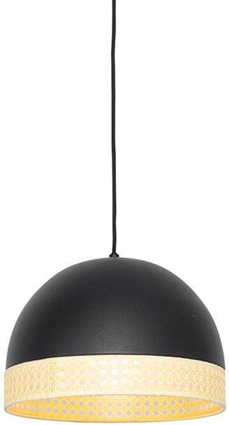 QAZQA Oosterse hanglamp zwart met rotan 30 cm Magna Rotan - Foto 1