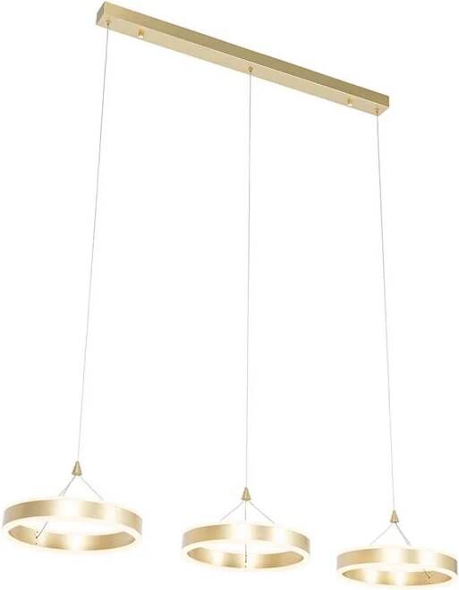QAZQA Hanglamp messing langwerpig incl. LED 3-staps dimbaar 3-lichts
