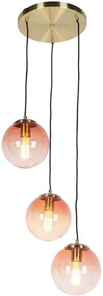 QAZQA Art deco hanglamp messing 45 cm 3-lichts roze Pallon - Foto 1