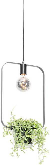 QAZQA Moderne hanglamp zwart met glas rechthoekig Roslini