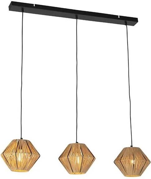 QAZQA Oosterse hanglamp rotan 3-lichts Straw