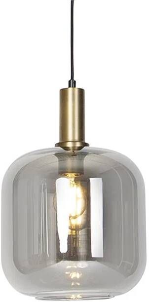 QAZQA Design hanglamp zwart met goud en smoke glas Zuzanna