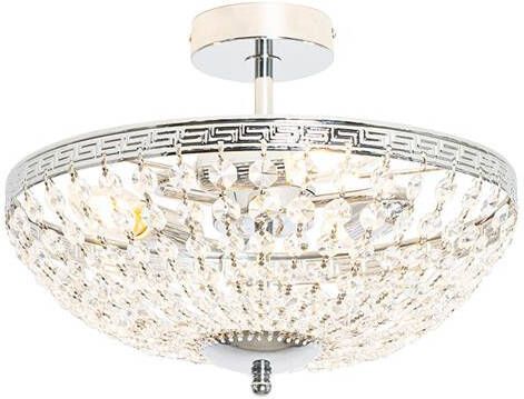 QAZQA Klassieke plafondlamp staal met kristal 3-lichts Mondrian - Foto 1