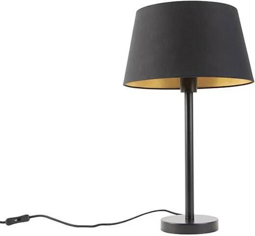 QAZQA Klassieke tafellamp zwart met zwarte kap 32 cm Simplo