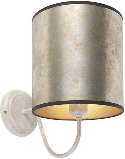 QAZQA Klassieke wandlamp beige met zinken kap Matt - Foto 1