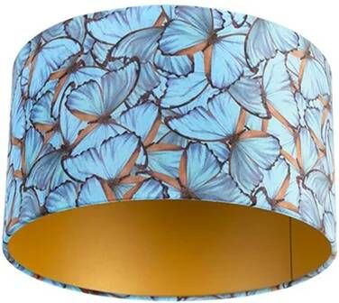 QAZQA Velours lampenkap vlinder dessin 35|35|20 gouden binnenkant