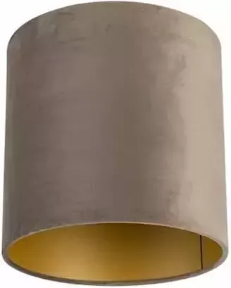 QAZQA Lampenkap cilinder velours Taupe Klassiek Antiek D 250mm