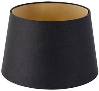 QAZQA Katoenen lampenkap zwart 25|20|16 met gouden binnenkant