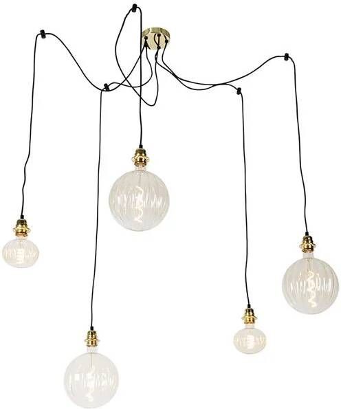QAZQA Hanglamp goud 5-lichts incl. LED amber dimbaar Cava Luxe