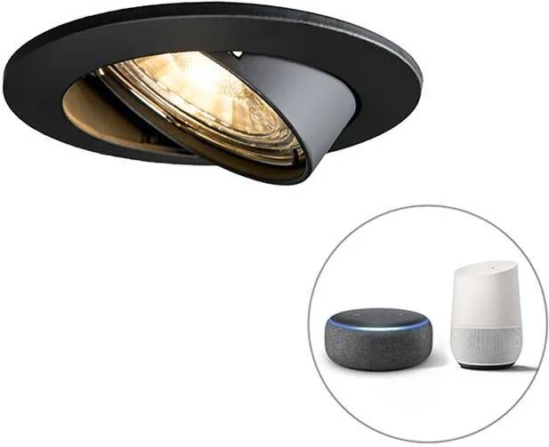 QAZQA Smart inbouwspot zwart kantelbaar incl. Wifi GU10 Edu