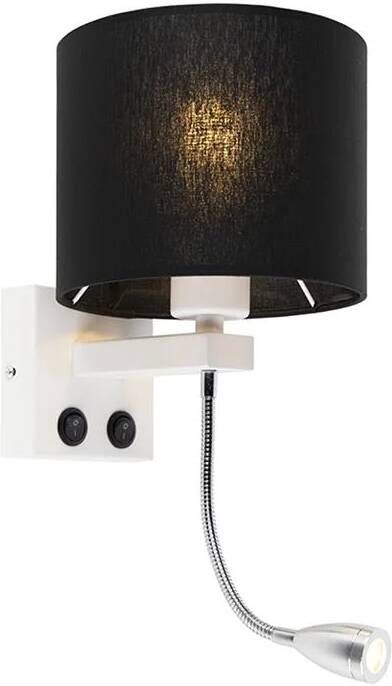 QAZQA Moderne wandlamp wit met zwarte kap Brescia