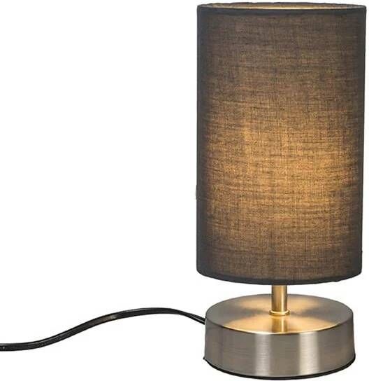 QAZQA Moderne tafellamp grijs met staal Milo 2