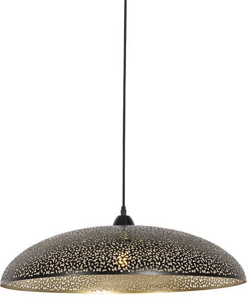 QAZQA Oosterse hanglamp zwart met goud 60 cm Japke