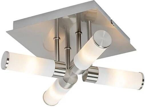 QAZQA Moderne badkamer plafondlamp staal 4-lichts IP44 Bath