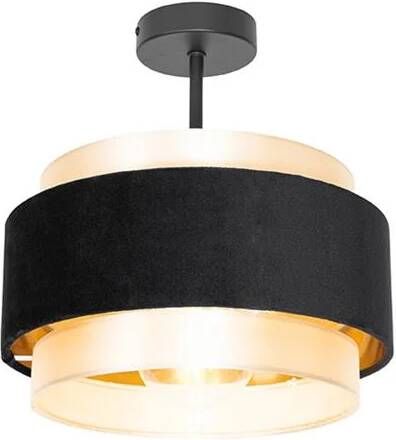 QAZQA Moderne plafondlamp zwart met goud Elif