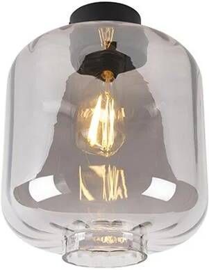 QAZQA Design plafondlamp zwart met smoke glas Qara