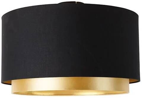 QAZQA Moderne plafondlamp zwart met goud 47 cm duo kap Combi